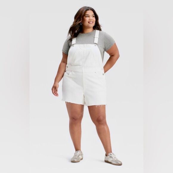 Source Unknown White Denim Overalls Relaxed Fit - Picture 16 of 16